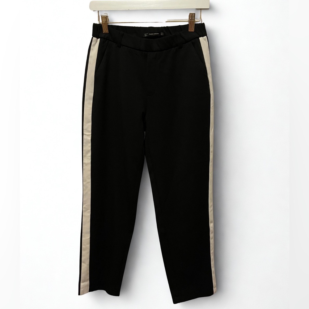 Zara Trafaluc Black White Side Stripe Pants Trousers Women's XS Business Office